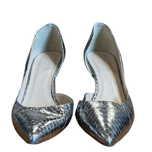 J. Crew Valentina Silver Metallic Snakeskin Leather D'Orsay Pointed Toe pumps - Picture 11 of 11